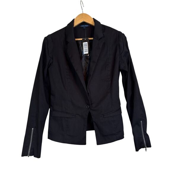 Coolwear Women's Zip Long Sleeve Canvas One Button Blazer Suit Size XL Black NWT - Picture 1 of 8